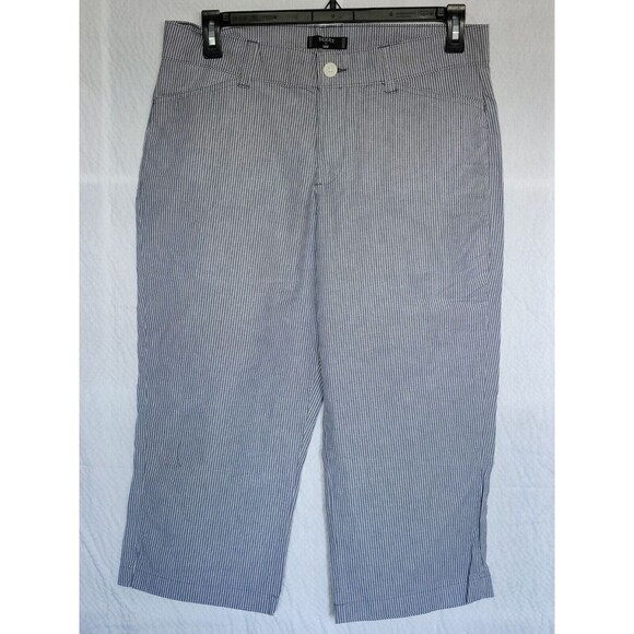 Riders by Lee Blue strip Stretch Capri Pants Cotton Blend Elastic Waist Plus Siz - Picture 9 of 9